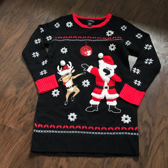 Dabbing Santa and Reindeer Ugly Christmas Sweater Dabbing Santa and Reindeer Ugly Christmas Sweater